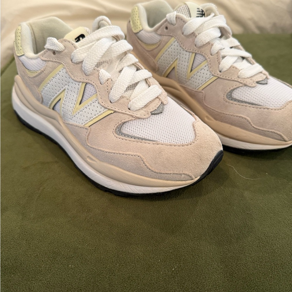 New Balance Women's Cream and White Sneakers